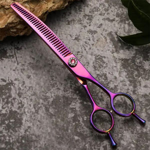 Tijeras de adelgazamiento de peluquero de acero alemán Metal acero con doble reposapiés tijeras de adelgazamiento de peluquero de borde afilado - Product Image 4