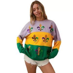 Pullover a girocollo a manica intera stampato personalizzato all'ingrosso felpa lavorata a maglia ricamata e lavata con Logo anteriore - Product Image 2
