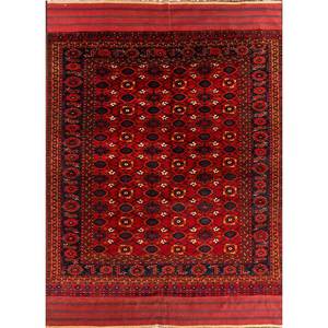 Alfombra de Lana Anudada a Mano Kiaan, Rojo Naranja Paem-498, Patrón Geométrico Abstracto, Kilim para el Hogar, Rectangular 9x12, para Entrada, Habitación Juvenil - Product Image 1