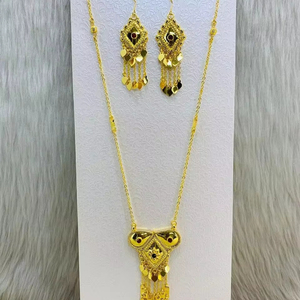Classic Simple Gold-Plated Brass Jewelry Set <b>for</b> Women Featuring Link Chain and Earrings - Product Image 1