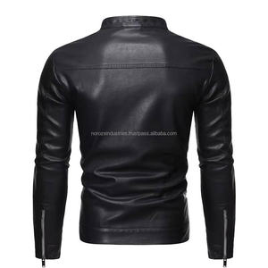 Veste en cuir noire coupe slim coupe-vent de haute qualité classique pour motard en PU imitation cuir pour hommes Chaqueta De Cuero - Product Image 5