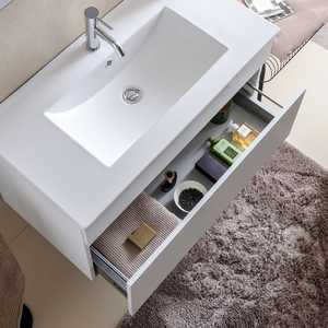 90cm <b>White</b> Wood <b>Wall</b>-Hung <b>Bathroom</b> <b>Cabinet</b> with Sink and Shanghai Mirror <b>Bathroom</b> Sets - Product Image 3