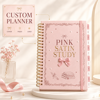 Carnet de planification académique LABON A5 rose Coquette personnalisé avec onglets mensuels, organiseur d'étude pour le bureau, cadeau de marque