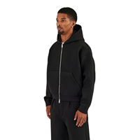 Survêtement d'hiver pour homme Reklo Industries, noir, zippé, lourd, 100% coton, à capuche, décontracté, vêtements de sport, vêtements de gym