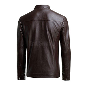 Premium Quality <b>Men's</b> <b>Leather</b> <b>Jacket</b> with Stand Collar Front Logo Durable Material Stylish Look for Daily Fashion Winter Use - Product Image 2