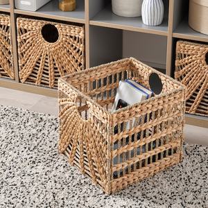 Boîte carrée en jacinthe d'eau tissée de haute qualité avec poignées durable et écologique pour salon chambre cuisine - Product Image 1