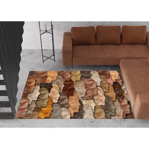 Tapis imprimé avec des visages abstraits d'Africains-Américains, marron, décoration de salon, cadeau de pendaison de crémaillère, tapis en chenille - Product Image 1
