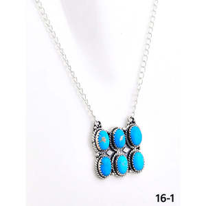 Collar Geométrico de Plata de Ley y Turquesa de Kingman del Suroeste, Ideal para Regalo - Product Image 3