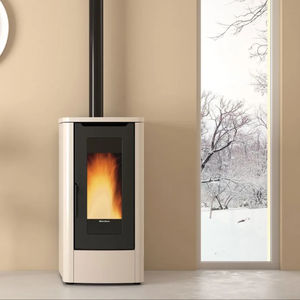 Estufa de leña con diseño moderno, descuento de calidad, con horno de hierro fundido, color negro - Product Image 1