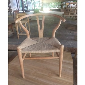 Chaise de salle à manger en teck massif brut moderne, siège tissé, mobilier de café, restaurant, écologique, durable, chaise de balcon, de cuisine, d'hôtel - Product Image 4