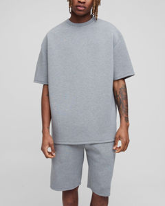 Conjuntos cortos de verano para hombre 100% algodón estampado talla grande hombro caído elegante Calle moda precio barato - Product Image 4