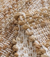 Braided Rectangular Jute Rug Handmade Eco-friendly Non-Slip Modern Solid Color Medium Pile Natural Indian Jute Cotton Runner