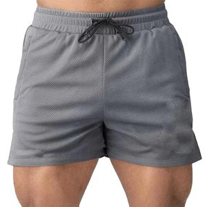OEM Custom Breathable 4 Inch Inseam Solid Color Split Hem Training <b>Zipped</b> <b>Pocket</b> Mesh Fabric <b>Shorts</b> 100% Polyester <b>Shorts</b> <b>Men</b> - Product Image 2
