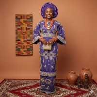 Tissu en maille 120 g/m² 100 % polyester Dobby à motifs floraux, antistatique, écologique, de luxe, esthétique royale, pour robes de mariée nigérianes et tenues pour filles