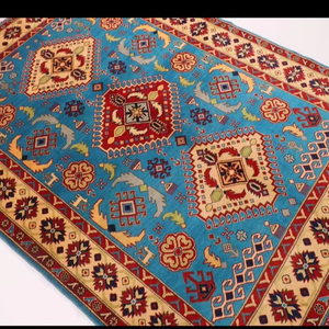 Alfombra de área moderna suave anudada a mano azul de alta calidad para el hogar Cocina hoteles y restaurantes alfombra de oración bordada - Product Image 1