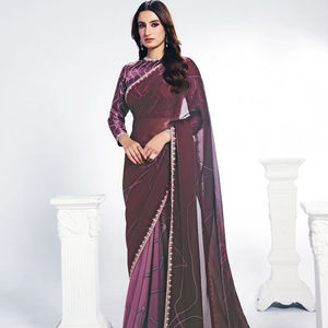 Bollywood Designer porter Saree de créateur indien avec des perles pures, travail manuel, travail de séquence, mariage pakistanais et saree de fête - Product Image 1