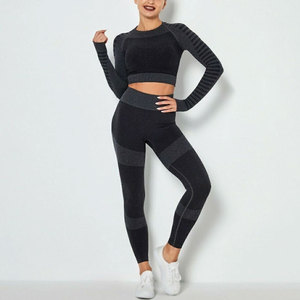 Moq bajo hecho en el mejor material Juego de Yoga de Spandex de 2 piezas Material de secado rápido personalizado Juego de Yoga de Spandex de 2 piezas - Product Image 1