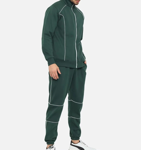 Chándal de entrenamiento para hombre de poliéster y algodón personalizado, sudaderas con capucha y cremallera completa, chándal ajustado para hombre - Product Image 5