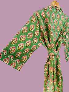Peignoir Kimono Vert Floral 100 % Coton pour Spa et Hôtel avec Ceinture Design – Vente en Gros aux États-Unis, au Royaume-Uni et en Australie - Product Image 3