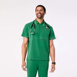 ชุดยูนิฟอร์มทางการแพทย์สีน้ำเงินแบบสองชิ้นสำหรับบุคลากรทางการแพทย์ แขนสั้น เหมาะสำหรับพยาบาล แพทย์ และเจ้าหน้าที่ห้องปฏิบัติการ - Product Image 1