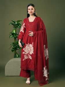 Cotton Flower Print <b>Kurta</b> Set With Dupatta Cotton Digital Printed Kurti With Pant And Dupatta for <b>Women</b> & Girls - Product Image 2