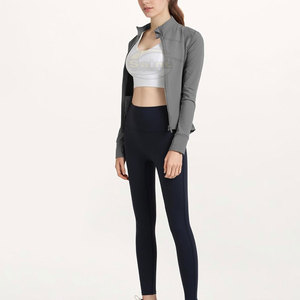 Veste longue zippée en tricot ajustée pour femme, tissu léger et respirant, coupe ajustée - Product Image 6