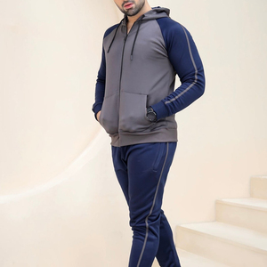 Conjunto de chándal con cremallera personalizado para hombre Sudadera con capucha deportiva informal y pantalones de chándal transpirables y ecológicos para entrenamiento de invierno - Product Image 5