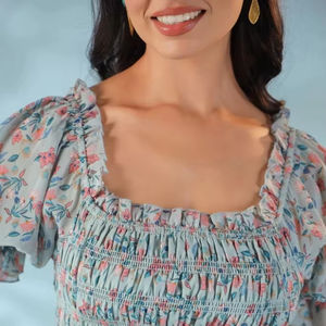 Indian Hand Block Printed Cotton Dress New Trendy Casual Summer Wear with <b>Sweet</b> Style Natural Waistline for Valentine's Day Gift - Product Image 1