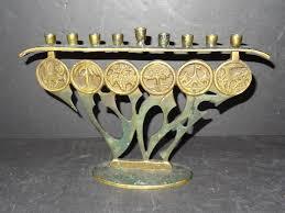 Vintage Brass Menorah <b>Candle</b> Holder Hanukkah <b>Candle</b> Stand Traditional Jewish Lamp Home Religious Decor - Product Image 4