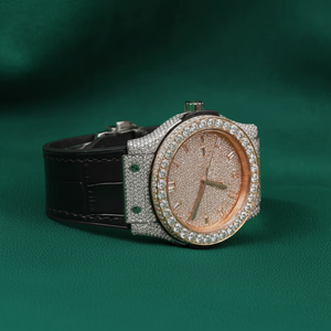 Montre de luxe en acier inoxydable avec bracelet en cuir, résistante à l'eau, affichage analogique, mouvement ETA, diamant moissanite - Product Image 3