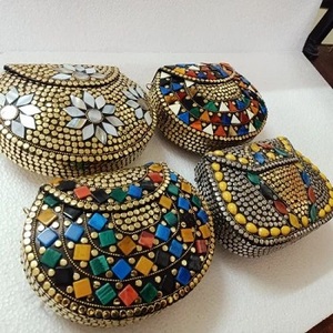 Stone Clutch Luxury Design Handmade <b>Bags</b> <b>Silver</b> <b>Evening</b> Designer Ready to Ship Sa Resin Brass Mosaic with Metal - Product Image 1