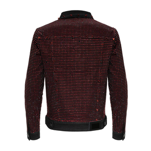 Chaqueta vaquera personalizada con diamantes de imitación para hombre Servicio OEM ODM Precio de fábrica Chaquetas vaqueras con diamantes de imitación - Product Image 4