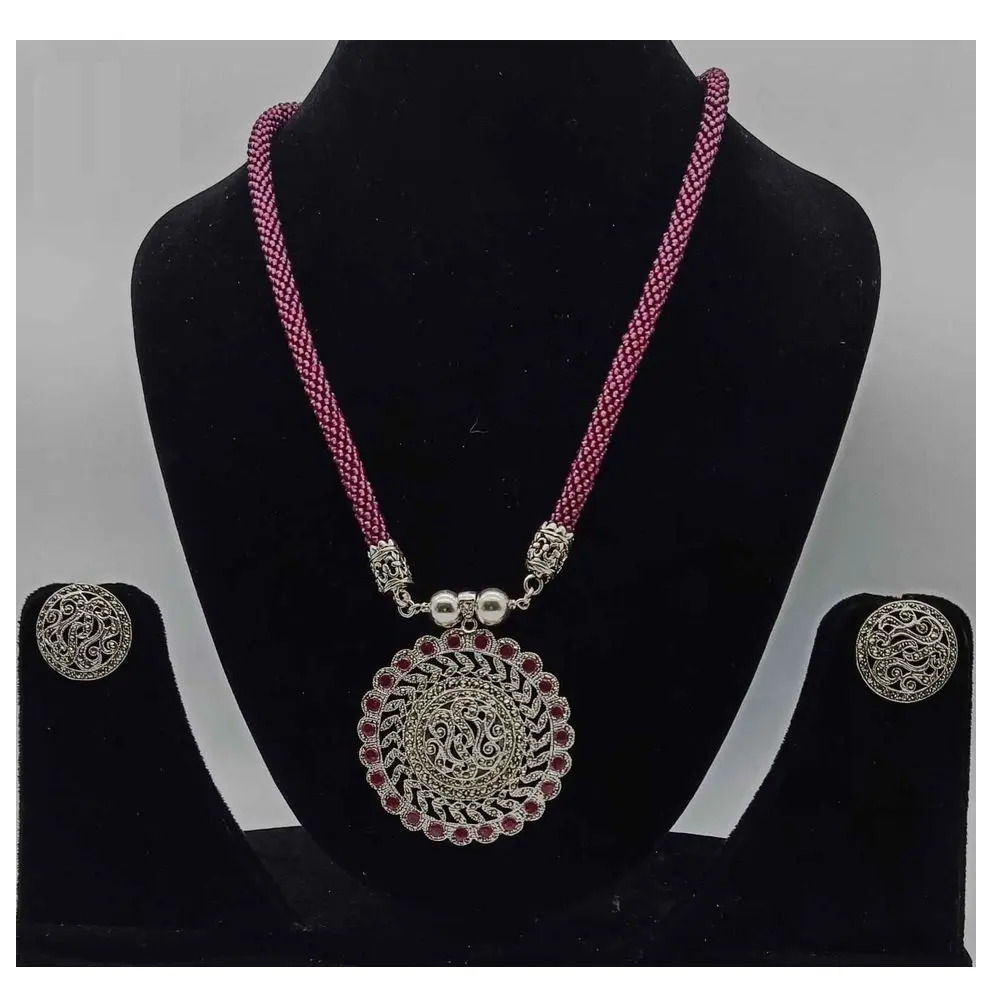 Ciondolo etnico in argento sterling 925 con collana di perline all'ingrosso gioielli di alta qualità in argento Sterling Set di gioielli con perline indiane