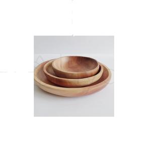 Assiettes de service rondes en bois d'acacia vaisselle en bois naturel soucoupe plateau à thé assiette à Dessert - Product Image 1