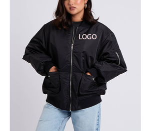 Chaqueta Bomber Reversible Impermeable para Mujer, 100% Poliéster, Resistente al Agua, con Bolsillos Tipo Cargo, Color Liso, Abrigo de Invierno - Product Image 4