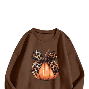 Sweat-shirt décontracté pour femme en coton et polyester écologiques, avec logo personnalisé sur le devant, coupe oversize, épaules tombantes, manches longues, style streetwear, OEM - Product Image 5