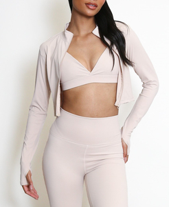 Conjunto Deportivo de Dos Piezas de Alta Calidad, Cintura Alta, Nuevo Diseño, Sensación de Algodón, Nailon y Elastano, Patrón Sólido, Conjuntos de Yoga de Nailon para Mujer - Product Image 4