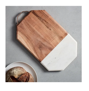 Planche à découper en bois et en marbre vente chaude forme ronde/carrée avec sangle de suspension en cuir ventes directes d'usine - Product Image 5