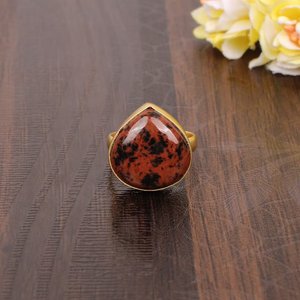 925 Sterling <b>Silver</b> Unique Design <b>Band</b> Handmade Engagement Party Ring with Red Jasper Pear Cabochon Fine <b>Silver</b> for <b>Wedding</b> Gift - Product Image 2