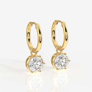 Round Lab Grown <b>Diamond</b> Drop <b>Earrings</b> 9K Gold Plated 14K White Gold for Weddings and Parties - Product Image 2
