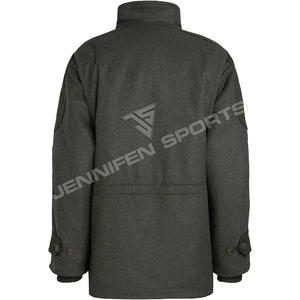 Veste de chasse d'hiver pour homme en 100 % laine, haute qualité, durable, respirante, coupe-vent, pour le tir en extérieur, longue veste de chasse en tweed - Product Image 3