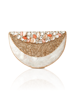 Sac à main d'embrayage en résine de luxe haut de gamme avec pompons de chaînes de perles brodées-pour les événements de mariée et de fête - Product Image 1