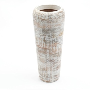 Vase en bois blanc écologique décoration pour table de salon marchandises en bois massif fleurs bouteille ornement maison avec tailles 15 pouces - Product Image 1