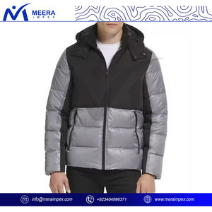 Chaqueta acolchada negra y gris para hombre, chaqueta acolchada para exteriores con cuello levantado, abrigo de burbujas de invierno, resistente al agua a prueba de viento, chaqueta alta con capucha, suministro ODM - Product Image 2