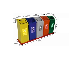 Ensemble de recyclage sur pied rectangulaire en acier et acier inoxydable de luxe de haute qualité avec 5 pièces Meilleure Offre Spéciale d'utilisation des déchets extérieurs - Product Image 3