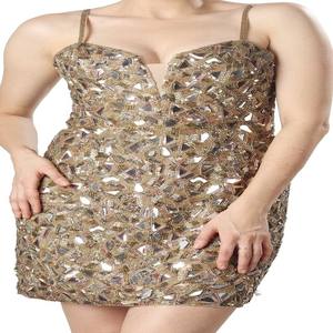 Luxury Womens Short <b>Evening</b> Dress <b>Gown</b> with Full Embroidery and <b>Gold</b> Beads for Wedding Parties and Red Carpet Events - Product Image 2