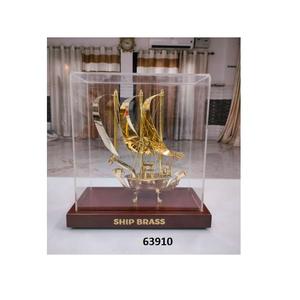 Venta al por mayor de latón macizo de bronce y barco de madera maciza natural Showpiece decorativo para la decoración de la Mesa del hogar y la Oficina - Product Image 3
