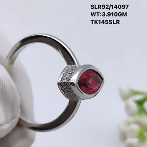 Anel de prata esterlina 925 facetado cz quartzo rubi feito à mão, anel de pedra preciosa zircônio cúbico da moda 2024, presente para o dia dos namorados