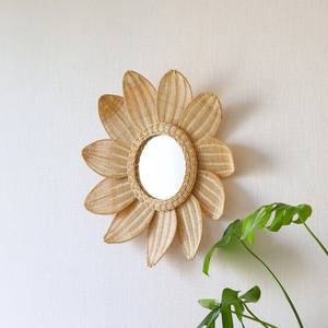 Boho marguerite rotin mur miroir rond tissé fleur Design naturel décor à la maison Art pièce - Product Image 1