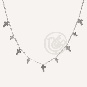 Collier avec pendentif croix religieuse minimaliste en acier inoxydable YFB 280 P, bijoux et accessoires de mode avec chaîne - Product Image 2